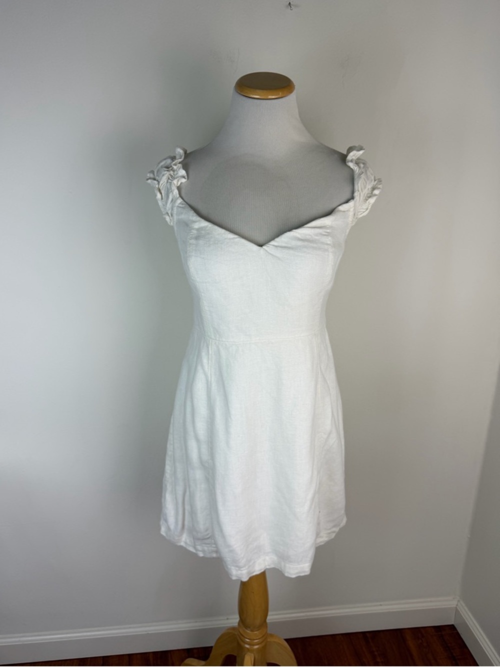 Abercrombie & Fitch White Linen Mini Dress Off the Shoulder Size M